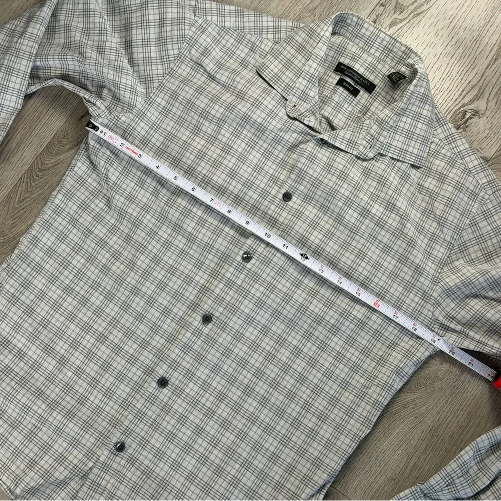 John Varvatos U.S.A. Shirt Mens 15 32/33 Gray Plaid‎ Slim Fit Dress Long Sleeve